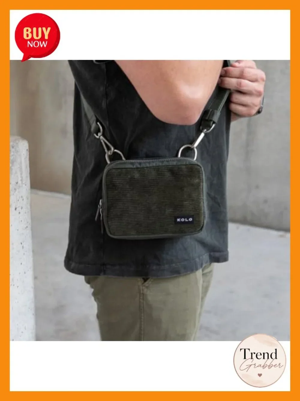Waxed Cotton Canvas Crossbody Sling Bag with Adjustable Strap, Zipper Pocket